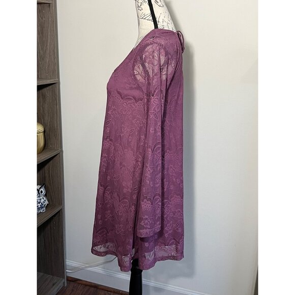 Alter'd State Dress Purple Scoop Long Sleeve Lace Mini Shift Western Festival Sm - Picture 3 of 10